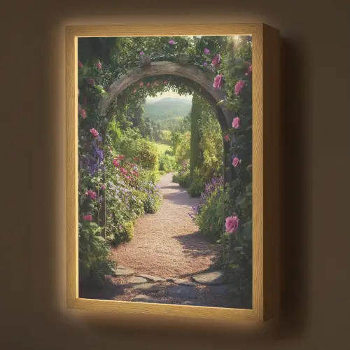 Doorkijk - Bloemen - Natuur - Rozenboog Light Box met batterij (Wandlamp) middel -z3d_website