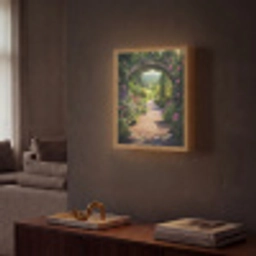 Doorkijk - Bloemen - Natuur - Rozenboog Light Box met batterij (Wandlamp) middel -sfeer1