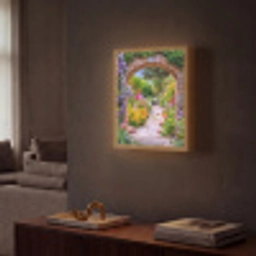 Doorkijk - Bloemen - Pad - Natuur Light Box met batterij (Wandlamp) middel -sfeer1