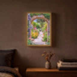 Doorkijk - Bloemen - Pad - Natuur Light Box met batterij (Wandlamp) middel -sfeer4