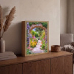 Doorkijk - Bloemen - Pad - Natuur Light Box met batterij (Wandlamp) middel -sfeer2