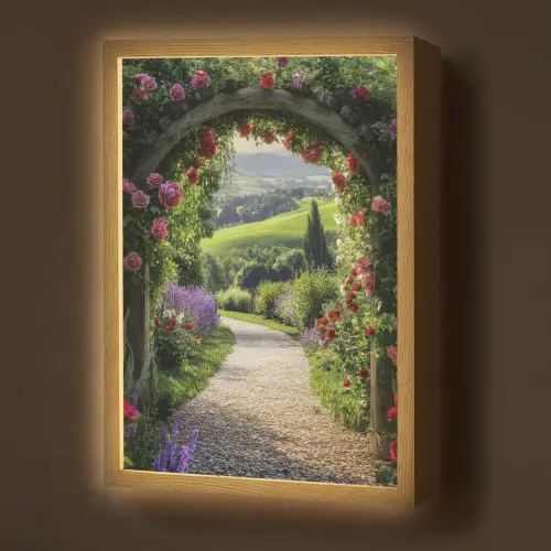 Doorkijk - Tuinboog - Bloemen - Natuur - Pad Light Box met batterij (Wandlamp) middel -z3d_website
