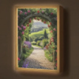 Doorkijk - Tuinboog - Bloemen - Natuur - Pad Light Box met batterij (Wandlamp) middel -z3d_website