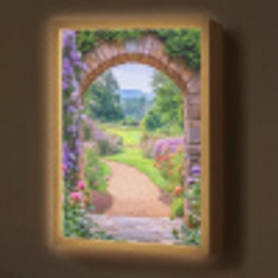 Doorkijk - Poort - Bloemen - Tuin Light Box met batterij (Wandlamp) middel -z3d_website