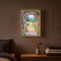 Doorkijk - Poort - Bloemen - Tuin Light Box met batterij (Wandlamp) middel -sfeer4