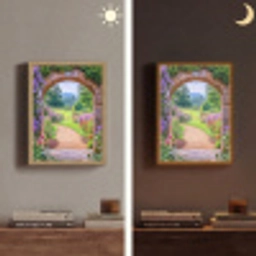 Doorkijk - Poort - Bloemen - Tuin Light Box met batterij (Wandlamp) middel -sfeer3