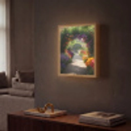 Doorkijk - Pad - Bloemen - Struik - Kleurrijk Light Box met batterij (Wandlamp) middel -sfeer1