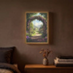 Doorkijk - Rozenboog - Uitzicht - Landschap - Bloemen Light Box met batterij (Wandlamp) middel -sfeer4