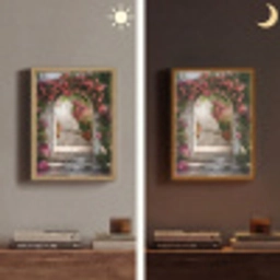 Doorkijk - Rozen - Vintage - Poort Light Box met batterij (Wandlamp) middel -sfeer3