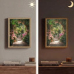 Doorkijk - Tropisch - Bloemen - Natuur Light Box met batterij (Wandlamp) middel -sfeer3