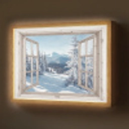 Doorkijk - Winter - Landschap - Natuur - Berg - Bomen - Wit Light Box met batterij (Wandlamp) middel -z3d_website