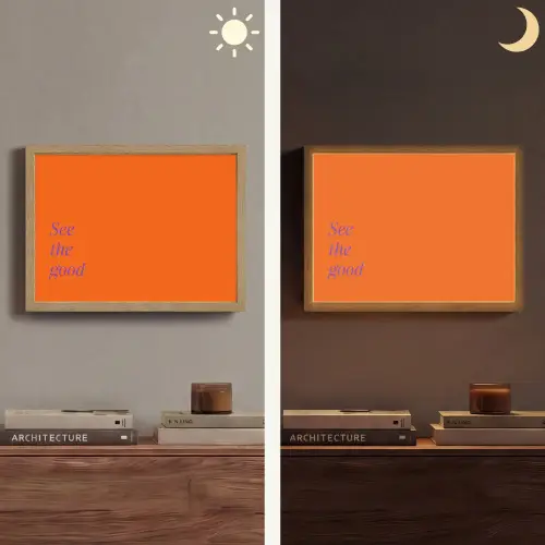 See te good - Paars - Oranje Light Box met batterij (Wandlamp) middel -sfeer3