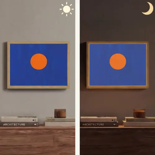 Vorm - Rond - Minimalistisch - Blauw Light Box met batterij (Wandlamp) middel -sfeer3