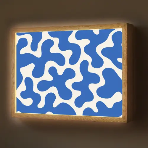 Vormen - Abstract - Blauw - Golven Light Box met batterij (Wandlamp) middel -z3d_website