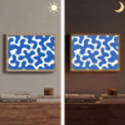Vormen - Abstract - Blauw - Golven Light Box met batterij (Wandlamp) middel -sfeer3