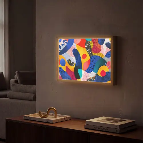 Vormen - Abstract - Stippels - Blauw Light Box met batterij (Wandlamp) middel -sfeer1