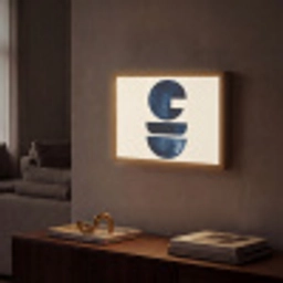 Vormen - Blauw - Abstract Light Box met batterij (Wandlamp) middel -sfeer1