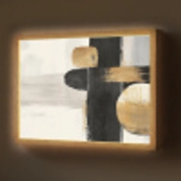 Vormen - Penseelstreken - Abstract - Goud Light Box met batterij (Wandlamp) middel -z3d_website