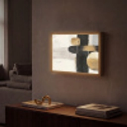 Vormen - Penseelstreken - Abstract - Goud Light Box met batterij (Wandlamp) middel -sfeer1