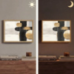 Vormen - Penseelstreken - Abstract - Goud Light Box met batterij (Wandlamp) middel -sfeer3