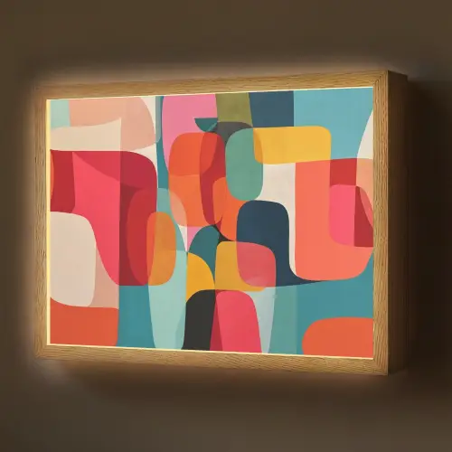 Vormen - Kleurrijk - Abstract - Vlakken Light Box met batterij (Wandlamp) middel -z3d_website
