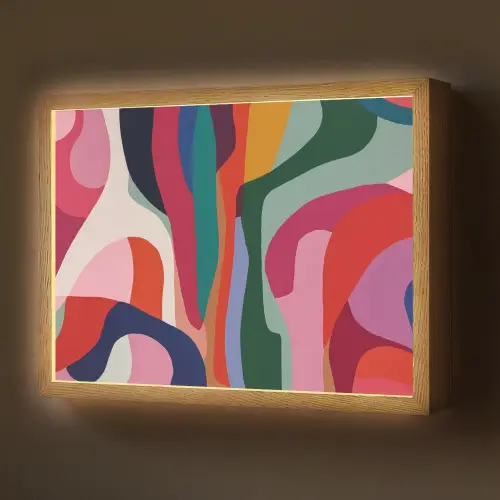 Vormen - Bochten - Kleurrijk - Abstract Light Box met batterij (Wandlamp) middel -z3d_website
