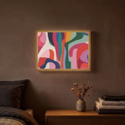 Vormen - Bochten - Kleurrijk - Abstract Light Box met batterij (Wandlamp) middel -sfeer4