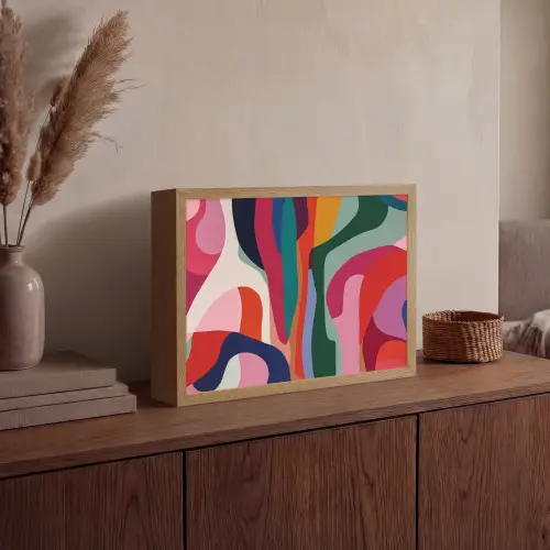 Vormen - Bochten - Kleurrijk - Abstract Light Box met batterij (Wandlamp) middel -sfeer2