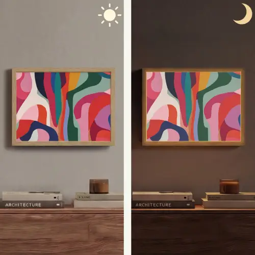 Vormen - Bochten - Kleurrijk - Abstract Light Box met batterij (Wandlamp) middel -sfeer3