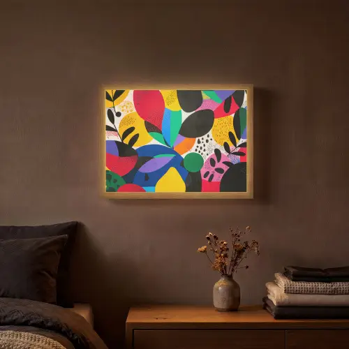 Vormen - Stippen - Kleurrijk Light Box met batterij (Wandlamp) middel -sfeer4