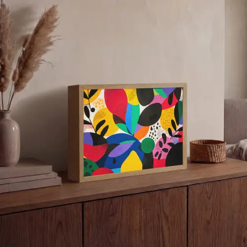 Vormen - Stippen - Kleurrijk Light Box met batterij (Wandlamp) middel -sfeer2