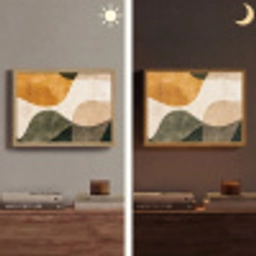 Vormen - Okergeel - Abstract Light Box met batterij (Wandlamp) middel -sfeer3