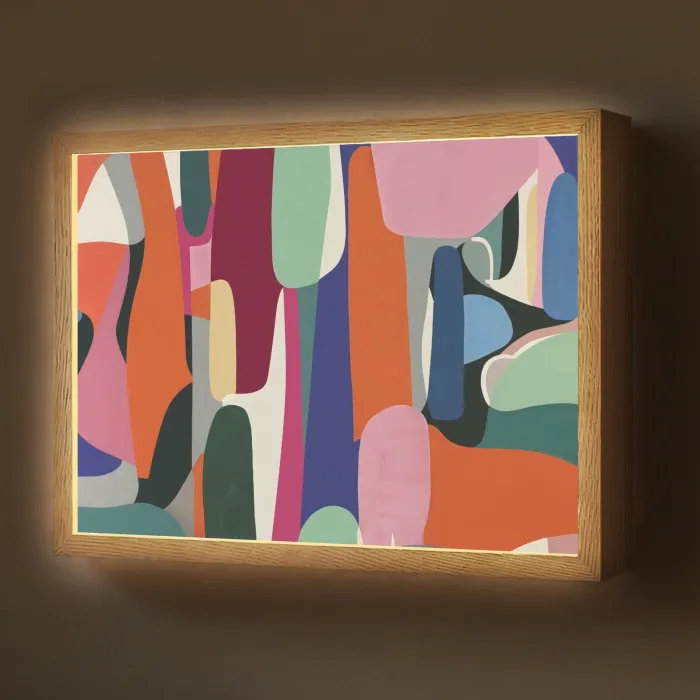 Vormen - Ritmisch - Kleuren - Abstract Light Box met batterij (Wandlamp) middel -z3d_website
