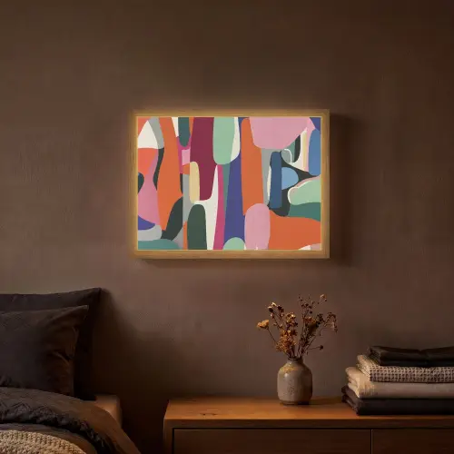Vormen - Ritmisch - Kleuren - Abstract Light Box met batterij (Wandlamp) middel -sfeer4