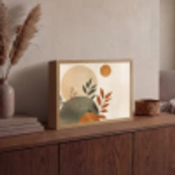 Vormen - Rond - Bladeren - Beige Light Box met batterij (Wandlamp) middel -sfeer2