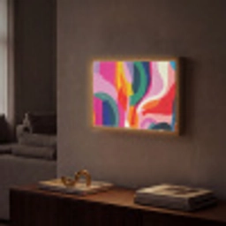 Vormen - Golvend - Abstract - Felroze Light Box met batterij (Wandlamp) middel -sfeer1
