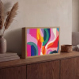 Vormen - Golvend - Abstract - Felroze Light Box met batterij (Wandlamp) middel -sfeer2