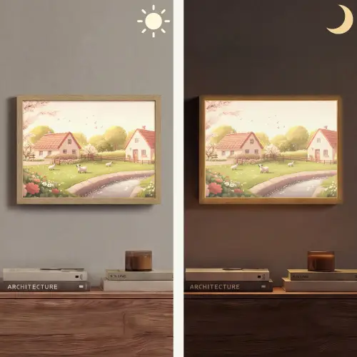 Schapen - Huisje - Platteland Light Box met batterij (Wandlamp) middel -sfeer3