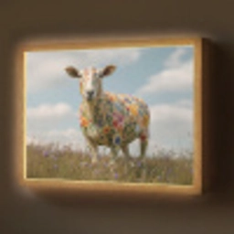 Schaap - Bloemen - Weide Light Box met batterij (Wandlamp) middel -z3d_website