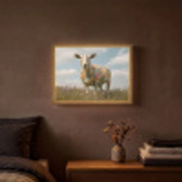 Schaap - Bloemen - Weide Light Box met batterij (Wandlamp) middel -sfeer4