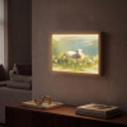 Schaap - Weide - Groen Light Box met batterij (Wandlamp) middel -sfeer1