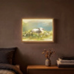 Schaap - Weide - Groen Light Box met batterij (Wandlamp) middel -sfeer4