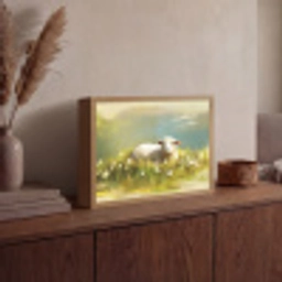 Schaap - Weide - Groen Light Box met batterij (Wandlamp) middel -sfeer2