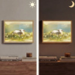 Schaap - Weide - Groen Light Box met batterij (Wandlamp) middel -sfeer3