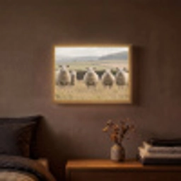 Schapen - Weidenlandschap - Heuvels Light Box met batterij (Wandlamp) middel -sfeer4