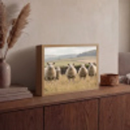 Schapen - Weidenlandschap - Heuvels Light Box met batterij (Wandlamp) middel -sfeer2