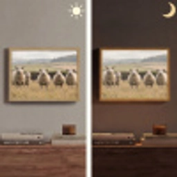 Schapen - Weidenlandschap - Heuvels Light Box met batterij (Wandlamp) middel -sfeer3