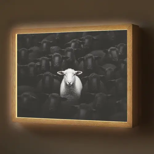 Schapen - Wit - Duisternis Light Box met batterij (Wandlamp) middel -z3d_website