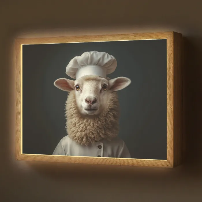 Schaap - Wol - Kok Light Box met batterij (Wandlamp) middel -z3d_website
