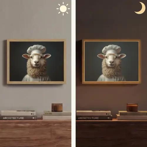 Schaap - Wol - Kok Light Box met batterij (Wandlamp) middel -sfeer3